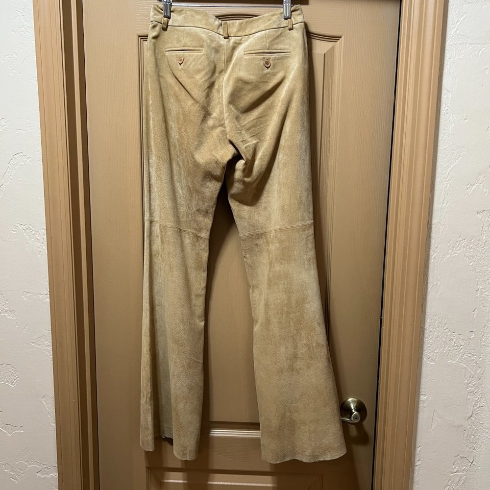 ❣️LIKE NEW❣️Washable MODA International Beige Suede Pants 100% Genuine Leather - Picture 6 of 13